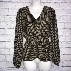 MAX STUDIO Ruffled Square Print Blouse